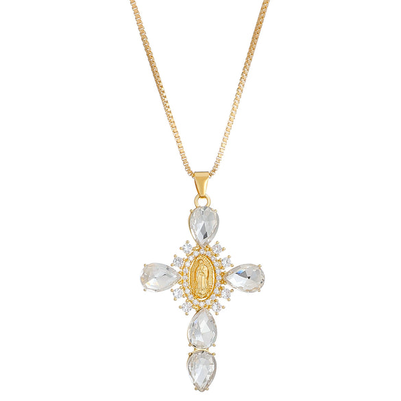 Necklace Pendant Micro Inlaid Zircon Cross Copper Alloy Geometric Electroplating For Women