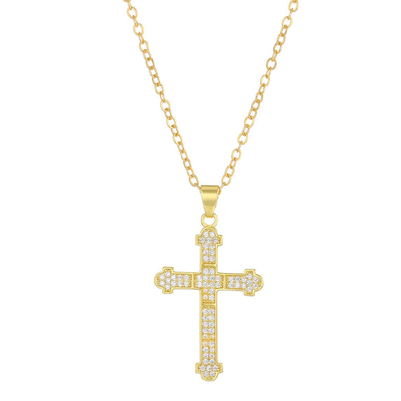 Necklace Pendant Micro Inlaid Zircon Cross Copper Alloy Geometric Electroplating For Women