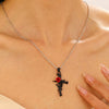 Necklace Pendant Micro Inlaid Zircon Cross Copper Alloy Geometric Electroplating For Women