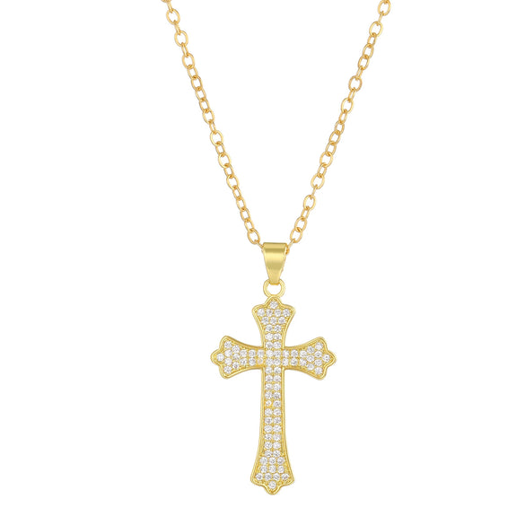 Necklace Pendant Micro Inlaid Zircon Cross Copper Alloy Geometric Electroplating For Women