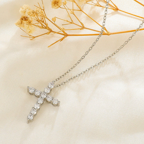 Necklace Pendant Micro Inlaid Zircon Cross Copper Alloy Geometric Electroplating For Women