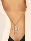 Necklace Pendant Micro Inlaid Zircon Cross Copper Alloy Geometric Electroplating For Women