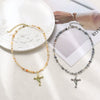 Necklace Pendant Mosaic Rose Cross Zinc Alloy Crystal Beaded Electroplating Simple Irregular