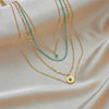 Necklace Pendant Multilayer Irregular Round Turquoise Stainless Steel Geometric Electroplated