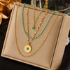 Necklace Pendant Multilayer Irregular Round Turquoise Stainless Steel Geometric Electroplated