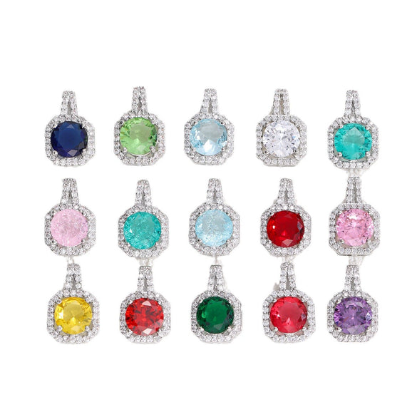 Necklace Pendant Perfume Bottle Square Copper Inlaid With Zircon Fashion Style