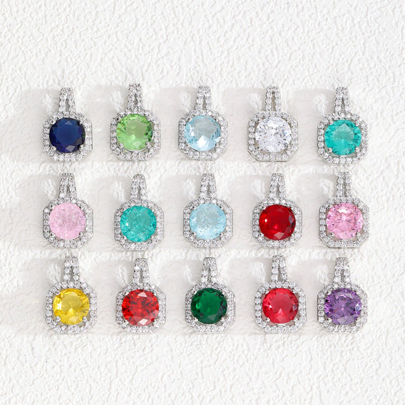 Necklace Pendant Perfume Bottle Square Copper Inlaid With Zircon Fashion Style