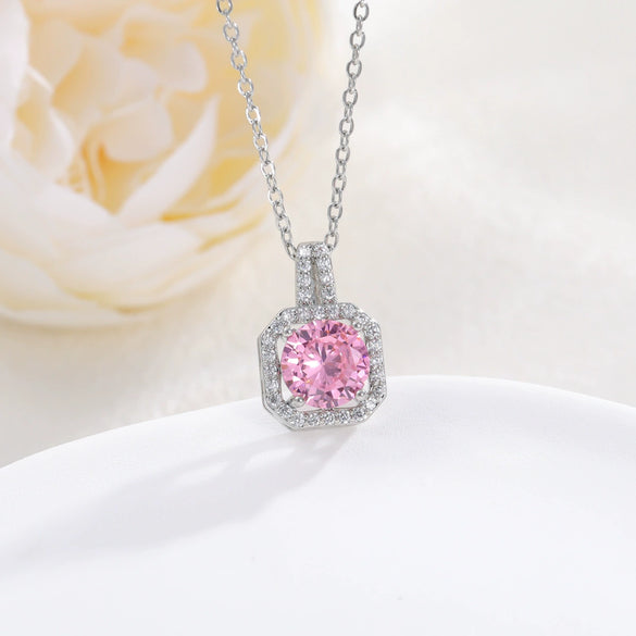 Necklace Pendant Perfume Bottle Square Copper Inlaid With Zircon Fashion Style