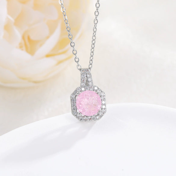 Necklace Pendant Perfume Bottle Square Copper Inlaid With Zircon Fashion Style