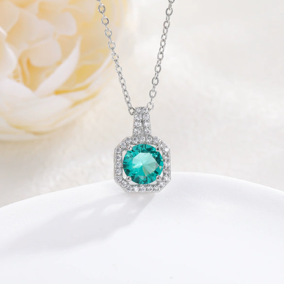 Necklace Pendant Perfume Bottle Square Copper Inlaid With Zircon Fashion Style