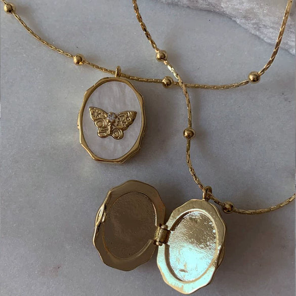 Necklace Pendant Photo Album Opening And Closing Love Copper Heart Shape Natural Style Electroplating Mixed Gemstone Inlay
