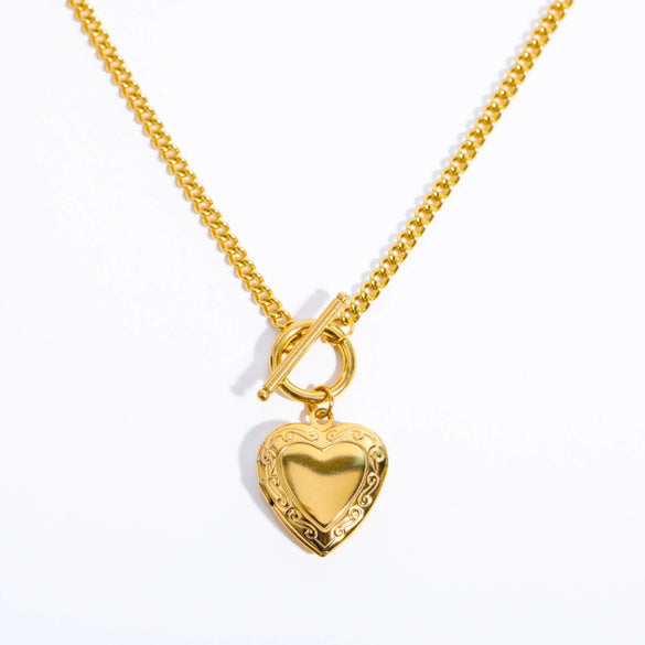 Necklace Pendant Photo Album Opening And Closing Love Shape Heart Copper Mixed Gemstone Setting Electroplating Minimalist Geometric Twist Chain Unisex