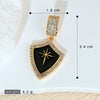 Necklace Pendant Retro Star Black Oil Drop Shield Copper Micropaved Geometric Letters Numbers Text Diy Accessories