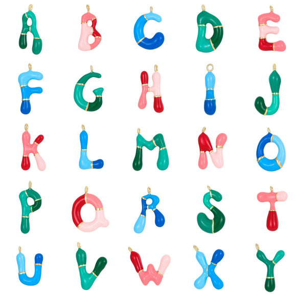 Necklace Pendant Stainless Steel Dripping Oil Colorful Enamel Letters Pattern Clavicle Chain