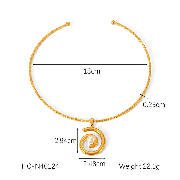 Necklace Pendant Stainless Steel Geometric Open Collar For Women