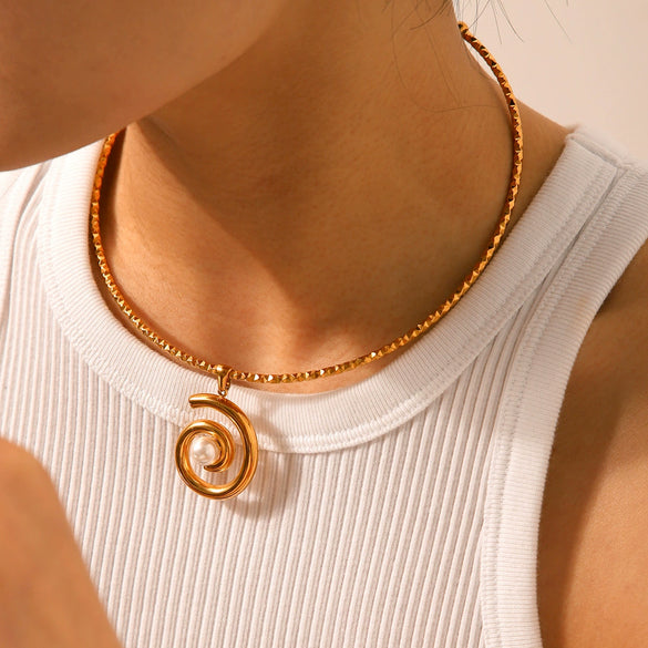 Necklace Pendant Stainless Steel Geometric Open Collar For Women