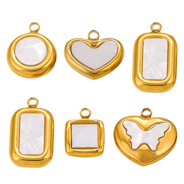 Necklace Pendant Stainless Steel Love Butterfly 18K Electroplated Acrylic Imitation Shell Hand Made