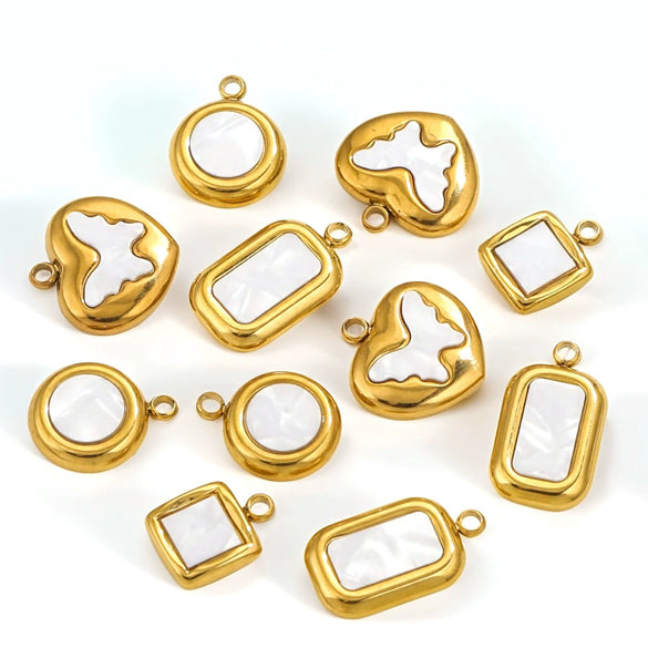 Necklace Pendant Stainless Steel Love Butterfly 18K Electroplated Acrylic Imitation Shell Hand Made