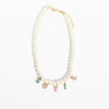 Necklace Pendant Stainless Steel Titanium Steel Pearl Chain Letter Pattern 18K Gold Plated Colorpreserving Dripping Oil