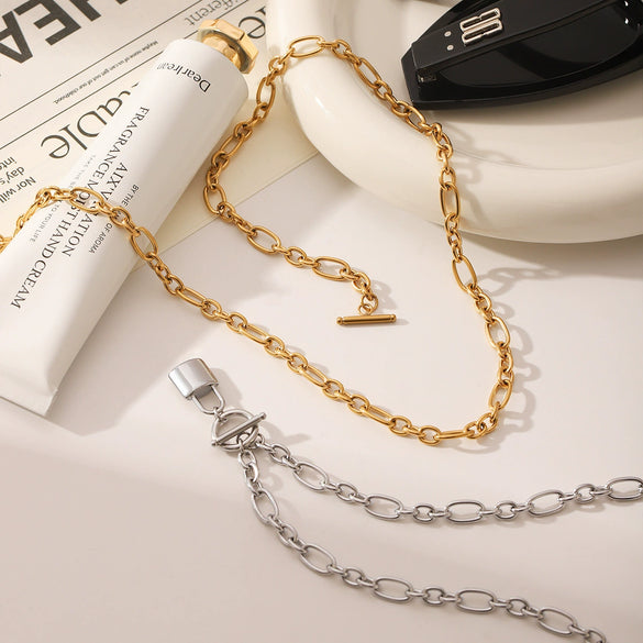 Necklace Pendant Stainless Steel Titanium Steel Women's Light Luxury With Letters Numbers Text Vacuum Plated