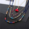 Necklace Plastic Resin Alloy Geometric Ball Chain Multilayer Bead Chain Tassel Pendant Bohemian Style