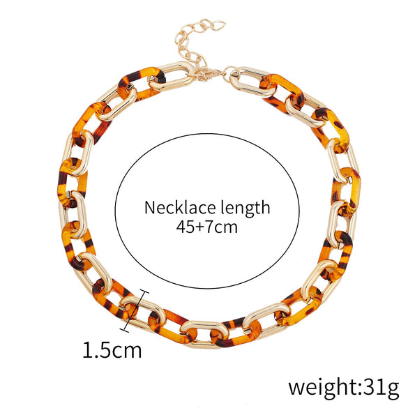 Necklace Plastic Resin Alloy Geometric Cuban Chain Punk Rainbow Acrylic