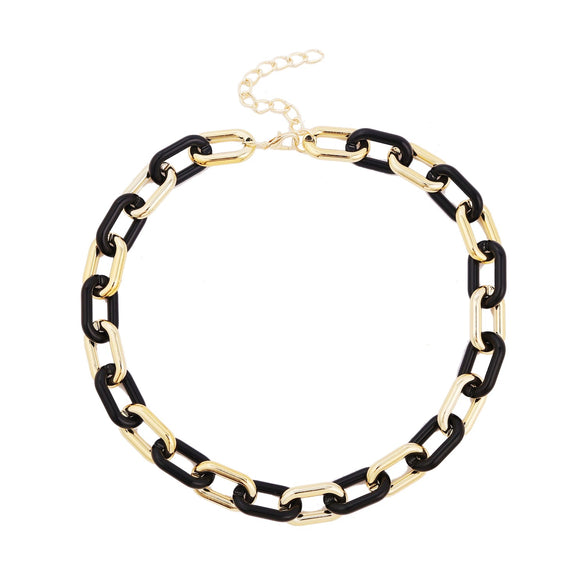 Necklace Plastic Resin Alloy Geometric Cuban Chain Punk Rainbow Acrylic