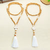 Necklace Plastic Resin Beaded Geometric Plaid Bohemian Cross Pendant Cotton Tassel