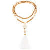 Necklace Plastic Resin Beaded Geometric Plaid Bohemian Cross Pendant Cotton Tassel