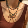 Necklace Plastic Resin Bow Distressed Handmade Electroplated Stacking Style Women's