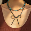 Necklace Plastic Resin Bow Distressed Handmade Electroplated Stacking Style Women's