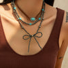 Necklace Plastic Resin Bow Distressed Handmade Electroplated Stacking Style Women's