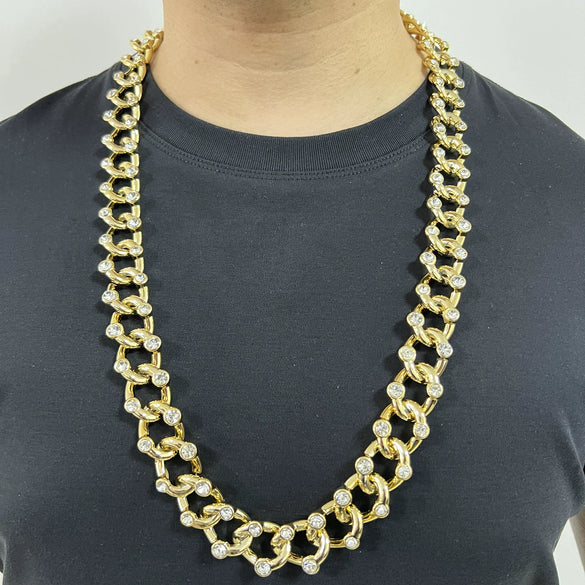 Necklace Plastic Resin Mixed Gem Inlay Geometric Diamond Twisted Chain Unisex Hip Hop Punk Style