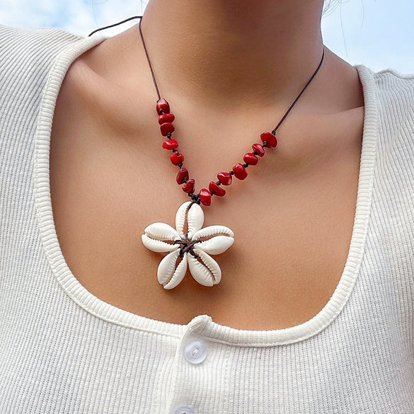 Necklace Plastic Resin Shell Geometric Electroplating Jade Thread