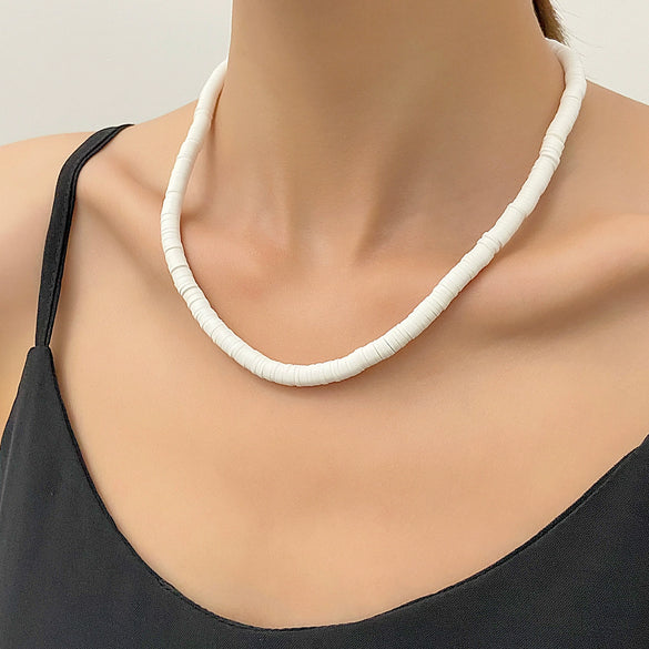 Necklace Polymer Clay Geometric Bohemian Style Electroplating Round