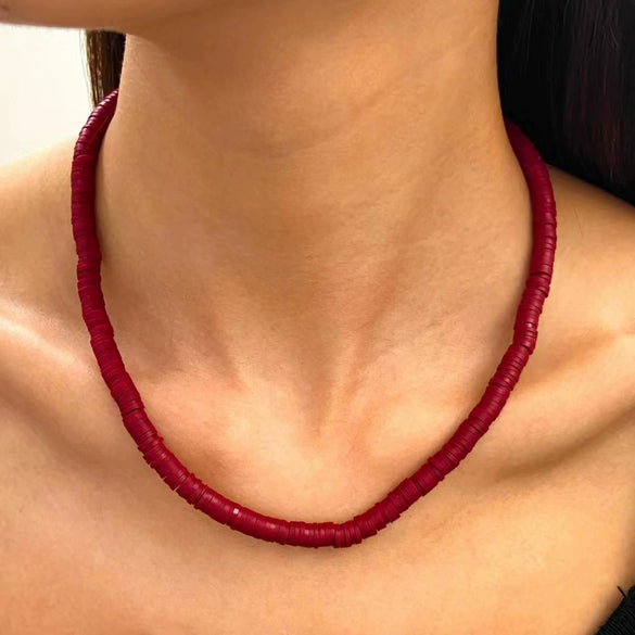 Necklace Polymer Clay Geometric Bohemian Style Electroplating Round