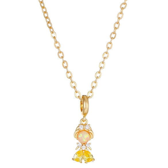 Necklace Princess Sweet Copper Microinlay Goldplated Artificial Gemstones And Semiprecious Stones Pendant