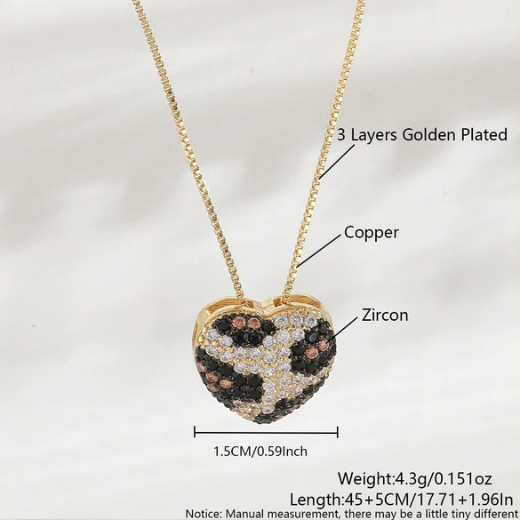 Necklace Python Zircon Snake Pattern Heart Shape Copper Electroplated For Women