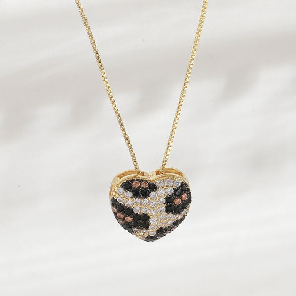 Necklace Python Zircon Snake Pattern Heart Shape Copper Electroplated For Women