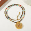 Necklace Red Agate Stainless Steel Copper Handmade Ancient Style