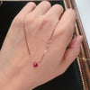 Necklace Red Corundum S925 Sterling Silver Geometric Cake Shaped Diamond