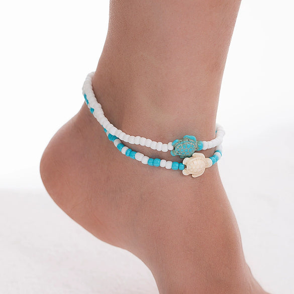 Necklace Resin Animal Zodiac Geometric Electroplating Doublelayer Rice Bead Clavicle Chain For Women