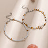 Necklace Resin Animal Zodiac Geometric Electroplating Doublelayer Rice Bead Clavicle Chain For Women