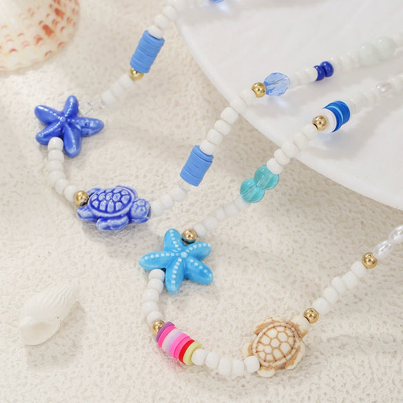Necklace Resin Stainless Steel Polymer Clay Geometric Handmade Starfish Shell Conch Turtle For Women And Men