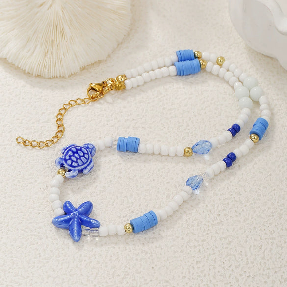 Necklace Resin Stainless Steel Polymer Clay Geometric Handmade Starfish Shell Conch Turtle For Women And Men