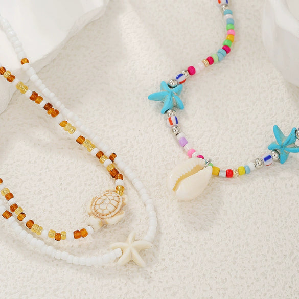 Necklace Resin Stainless Steel Polymer Clay Geometric Handmade Starfish Shell Conch Turtle For Women And Men