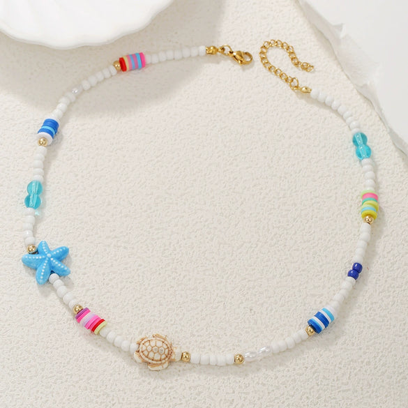 Necklace Resin Stainless Steel Polymer Clay Geometric Handmade Starfish Shell Conch Turtle For Women And Men