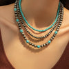 Necklace Retro Antique Silver Ccb Copper Alloy Geometric Beaded Electroplating Women's