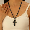Necklace Retro Geometric Alloy Pendant Leather Rope Chain Electroplating