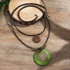Necklace Retro Round Wood Geometric Handmade Leather Wax Wire Alloy Jewelry
